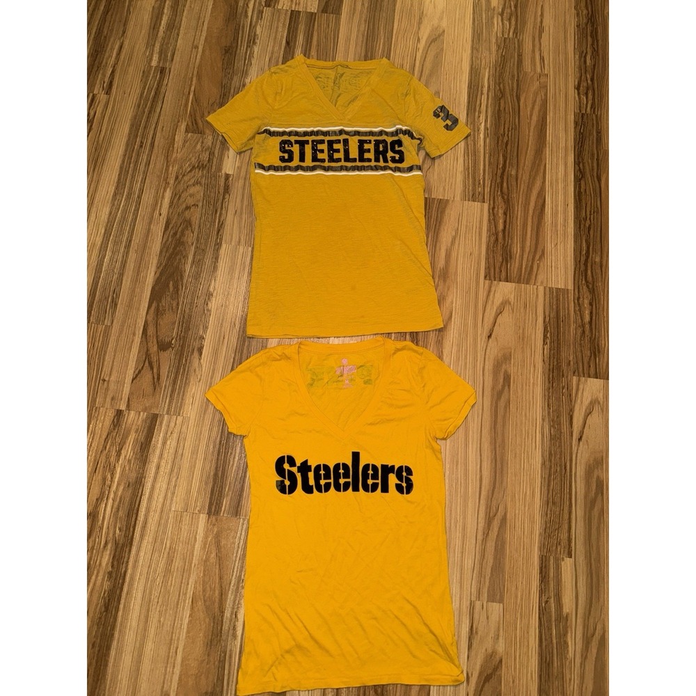 Pittsburgh Steelers Victoria's Secret Pink Women's Medium Yellow Shirt Lot‎ NFL